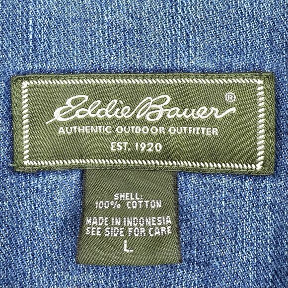 Eddie Bauer Womens Blue Denim Long Sleeve Button Front Jean Jacket Size Large - Picture 3 of 7